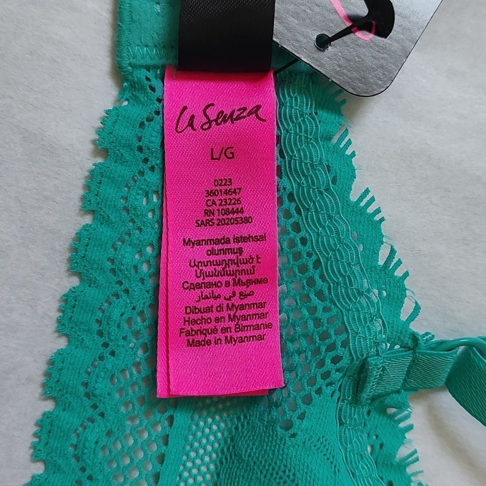 New With Tags La Senza Size Large Lightweight Wireless Teal Lace Bralette - Picture 11 of 12